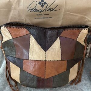 Patricia Nash Zig Zag Stitch Patchwork Hobo in Italian leather